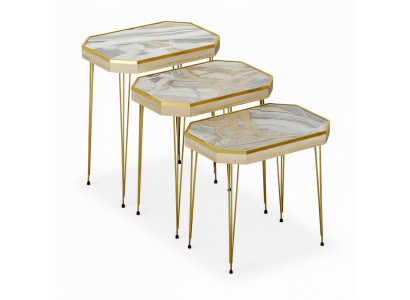 Beistelltisch Holz Beigeton Elegant Modern
