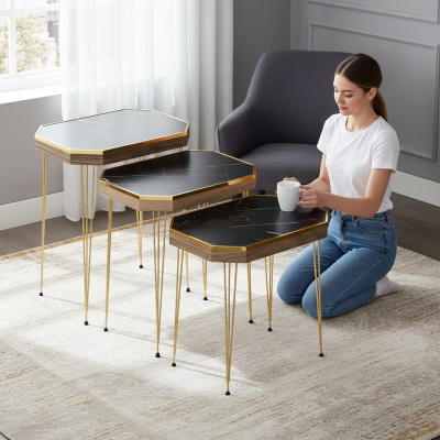 Schwarzer Holz Beistelltisch modern elegant für Wohn- und Schlafzimmer