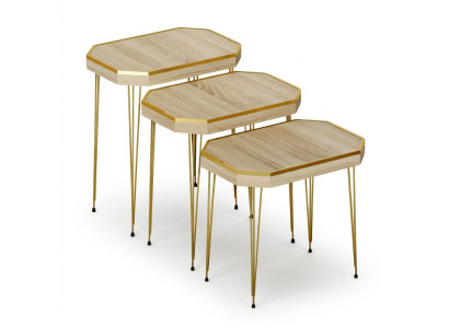 Beistelltisch Holz Beige Modern Elegant