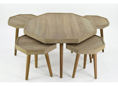 Eleganter Beistelltisch aus Holz in Beige für modernes Wohnzimmer