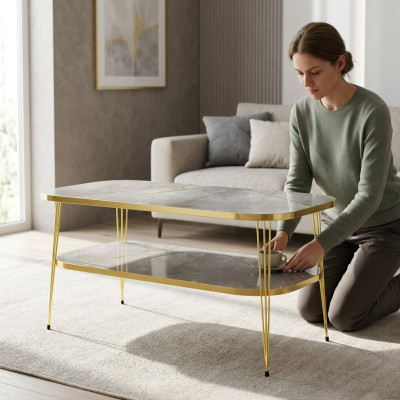 Eleganter grauer Couchtisch aus Holz mit modernem Design