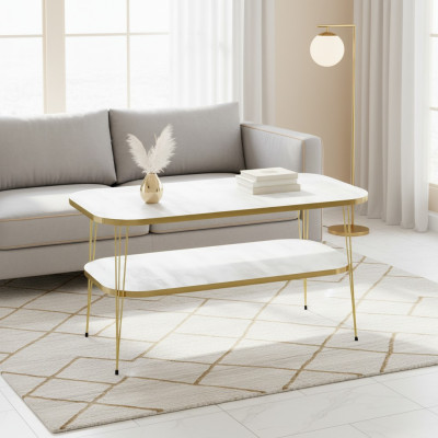 Weißer Holz-Couchtisch im modernen Design