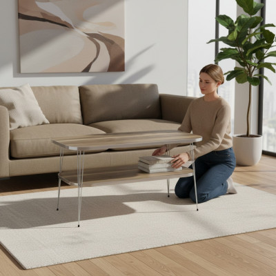 Eleganter Couchtisch aus Holz in warmem Braun für modernes Wohnzimmer