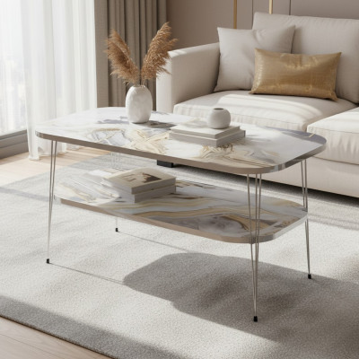 Moderner bunter Couchtisch aus Holz mit stilvollem Design
