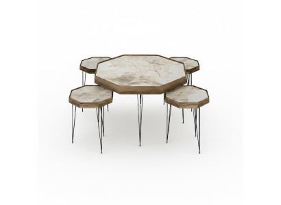 Eleganter Beistelltisch aus Holz in Beige für modernes Wohnzimmer