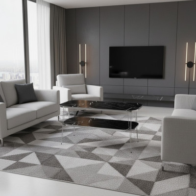 Moderner schwarzer Couchtisch aus Holz mit Edelstahl-Design