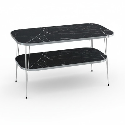 Moderner schwarzer Couchtisch aus Holz mit Edelstahl-Design