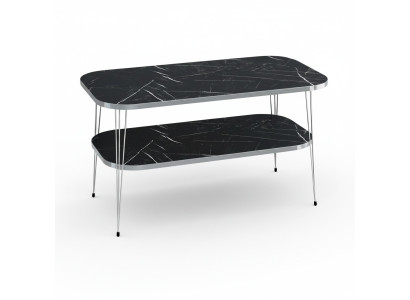Moderner schwarzer Couchtisch aus Holz mit Edelstahl-Design