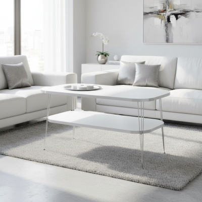 Eleganter weißer Couchtisch aus Holz für modernes Wohnzimmer