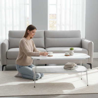Weißer Holz-Couchtisch im modernen Stil