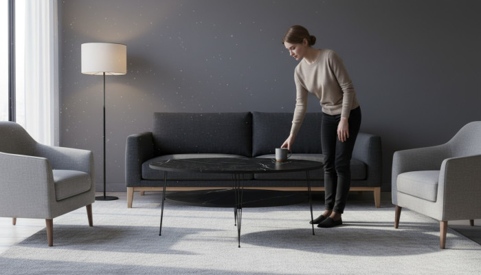 Moderner schwarzer Couchtisch aus Holz mit elegantem Design