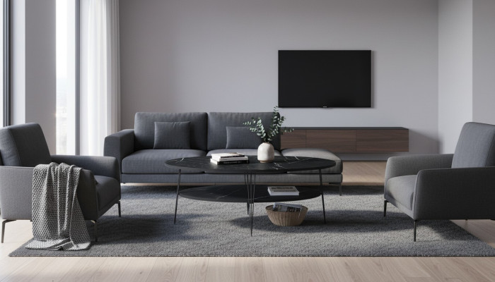 Moderner schwarzer Couchtisch aus Holz mit elegantem Design
