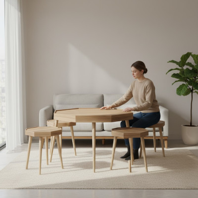 Moderner Beistelltisch aus Holz in Beige