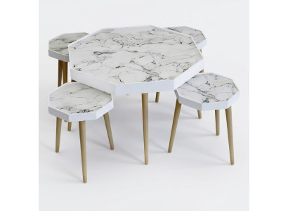 Weißer Holz Couchtisch mit Beistelltischen modern und stilvoll