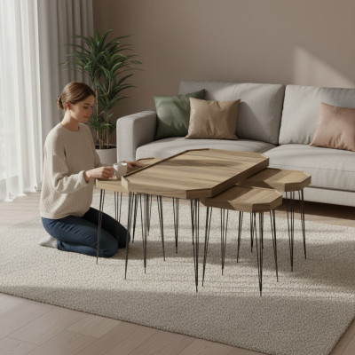 Moderner Beistelltisch aus Holz in Beige