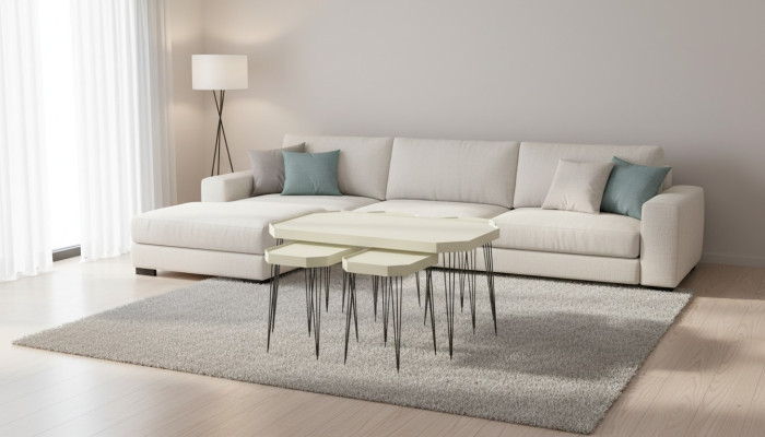 Weiße Holz Couchtisch mit Beistelltischen im modernen Stil