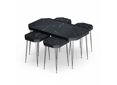 Schwarzer Holztisch-Set mit modernem Design und eleganter Optik