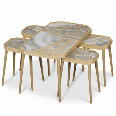Eleganter Beistelltisch aus Holz in Beige für modernes Wohnambiente