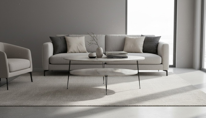 Grauer Holzcouchtisch im modernen Design