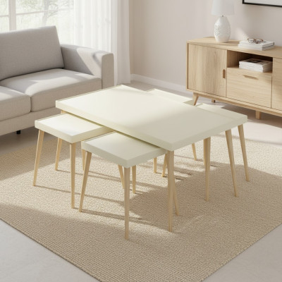 Moderner Beistelltisch aus Holz in Beige mit elegantem Design