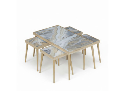 Beige Holz Couchtisch mit Beistelltischen modernes Wohnmöbel-Set