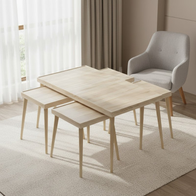 Eleganter Beistelltisch aus Holz in Beige für modernes Wohnzimmer