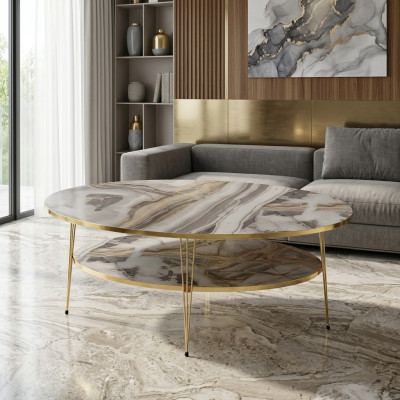 Mehrfarbiger Holz-Couchtisch im modernen Design