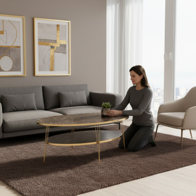 Eleganter brauner Couchtisch aus Holz für modernes Wohnzimmer