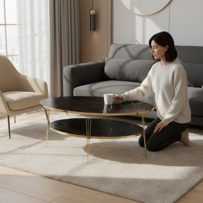 Moderner schwarzer Couchtisch aus Holz mit stilvollem Design