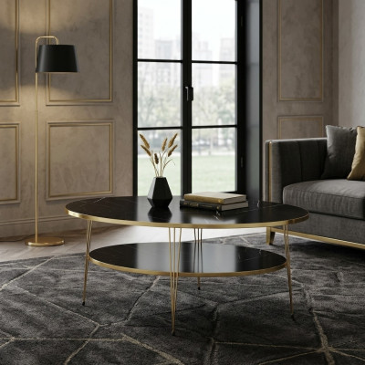 Moderner schwarzer Couchtisch aus Holz mit stilvollem Design