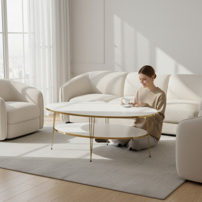 Weißer Holz-Couchtisch im modernen Design