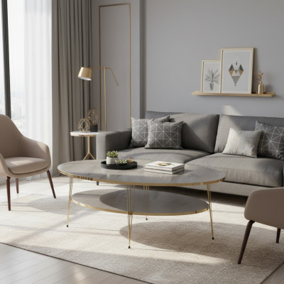 Grauer Holz Couchtisch Modern Eleganter Wohnzimmertisch