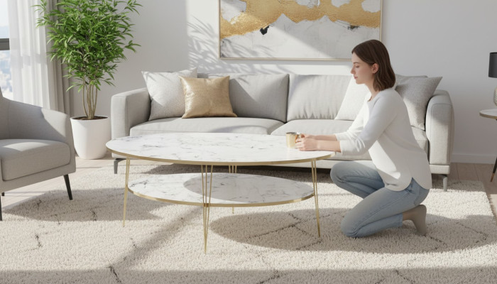 Weißer Holz-Couchtisch im modernen Design