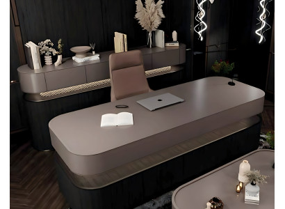 Luxuriöses Büro Set Schreibtisch Couchtisch Bürostuhl und Konsole in Beige
