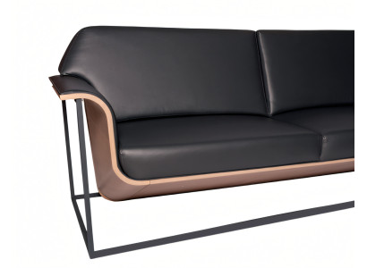 Elegantes 3-Sitzer Sofa Schwarz Holzrahmen modernes Design