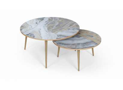 2er Set Beistelltische aus Holz in Mehrfarbig modern