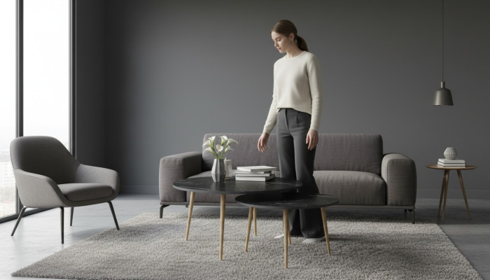 Moderne schwarze Holz-Beistelltische im eleganten Design
