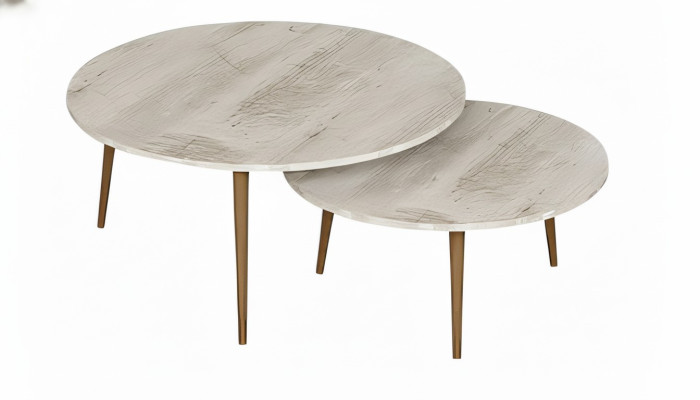 Elegante graue Holz-Beistelltische im modernen Stil, vielseitiges Set