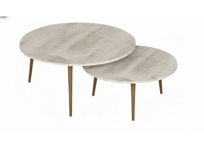 Elegante graue Holz-Beistelltische im modernen Stil, vielseitiges Set