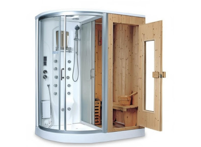Sauna 2-in-1 Wellnesskabine Duschkabine Massagedusche Wellnesskabine 170x110 cm