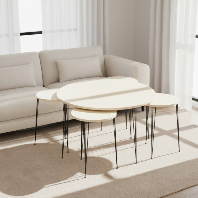Eleganter Beistelltisch aus Holz in Beige für modernes Wohnzimmer