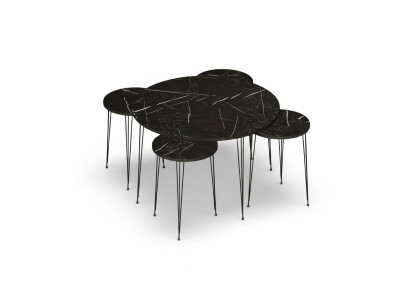 Schwarzer Holztisch mit Beistelltischen modern und stilvoll
