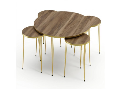 Moderner brauner Holz-Couchtisch mit Beistelltischen, stilvolles
