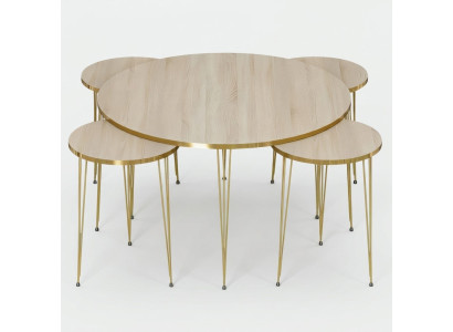 Eleganter schwarzer Holz-Couchtisch mit Beistelltischen im modernen