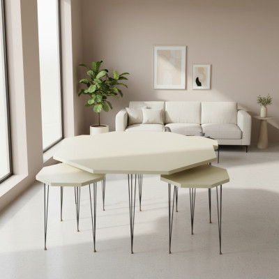 Moderner Beistelltisch aus Holz in Beige mit elegantem Design