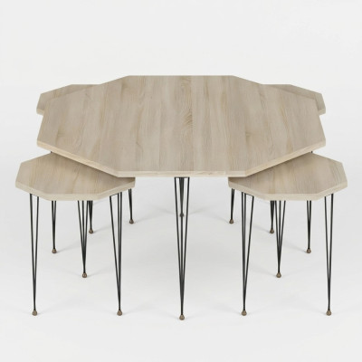 Eleganter Holz-Couchtisch mit Beistelltischen in Braun