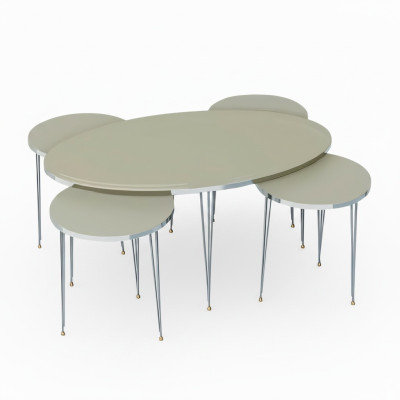 Beistelltische Holzbeige modern elegant Set aus 4 Stück