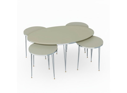 Beistelltische Holzbeige modern elegant Set aus 4 Stück