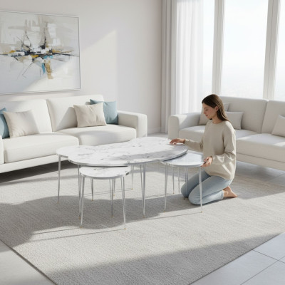 Weiße Holz-Esszimmer-Tisch mit modernem Design