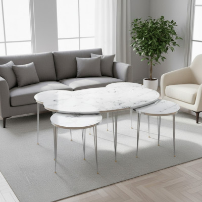 Weiße Holz-Esszimmer-Tisch mit modernem Design